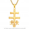 PE0156 BOBIJOO Jewelry Anhänger Kreuz von Caravaca Stahl Vergoldet + Kette