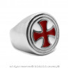 Bague Chevalière Ronde Templier Croix Pattée Rouge bobijoo