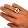 BA0279 BOBIJOO Jewelry Ring Signet Ring Round Knight Templar Cross Pattee Red