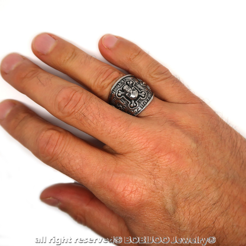 FaithHeart Bague Tu00eate De Mort Pour Homme Et Femme En Acier