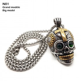 PE0157 BOBIJOO Jewelry Anhänger totenkopf Edelstahl Silber Gold der Maya Biker