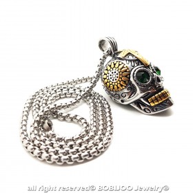 PE0157 BOBIJOO Jewelry Ciondolo teschio in Acciaio inox Argento Oro Maya Biker