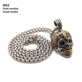 PE0157 BOBIJOO Jewelry Pendant skull stainless Steel Silver Gold Mayan Biker