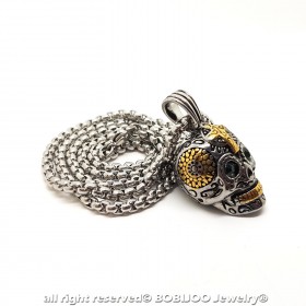 PE0157 BOBIJOO Jewelry Colgante de calavera de Plata de Acero inoxidable de Oro Maya Biker