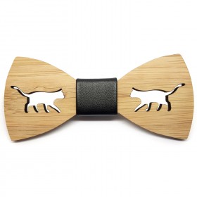 NP0051 BOBIJOO Jewelry Bow Tie Natural Wood Bamboo Animals