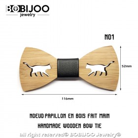 NP0051 BOBIJOO Jewelry Fliege Natürlichem Holz, Bambus, Tiere