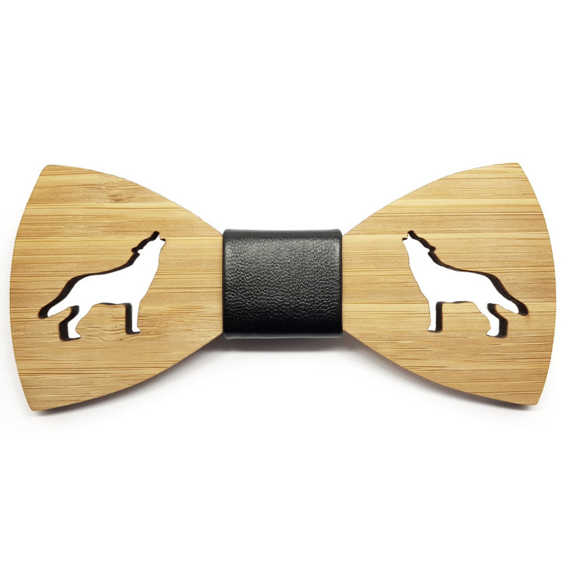 NP0051 BOBIJOO Jewelry Bow Tie Natural Wood Bamboo Animals