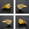 BA0283 BOBIJOO Jewelry Anello anello con Sigillo a Testa d'Aquila di Red-Eye Acciaio Oro