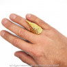 BA0283 BOBIJOO Jewelry Ring Siegelring Adler Kopf, Rote-Augen-Stahl-Gold