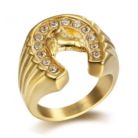 BA0284 BOBIJOO Jewelry Ring Signet Ring Horseshoe Traveler Steel Gold