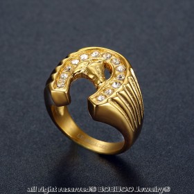 BA0284 BOBIJOO Jewelry Ring Siegel Ring Hufeisen Traveller Steel Gold