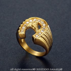 BA0284 BOBIJOO Jewelry Ring Signet Ring Horseshoe Traveler Steel Gold