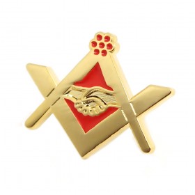 PIN0024 BOBIJOO Jewelry Pin Freemasonry handshake Red Gold Email