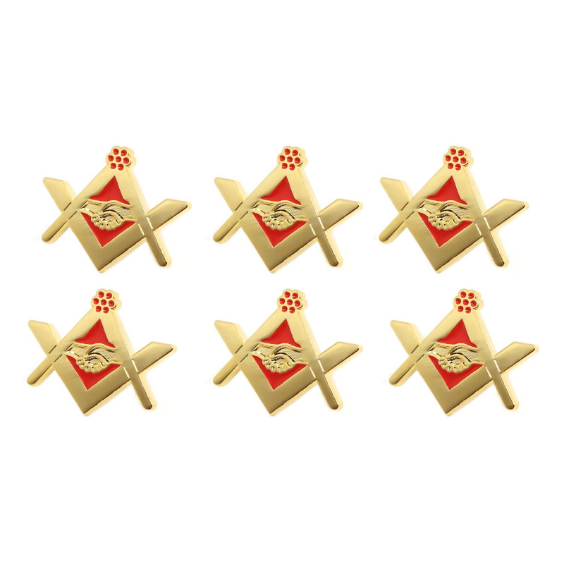 PIN0024 BOBIJOO Jewelry Pin Freemasonry handshake Red Gold Email