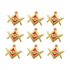 Pin's Franc Maçonnerie Poignée de Main Or Rouge Email bobijoo