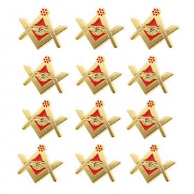 Pin's Franc Maçonnerie Poignée de Main Or Rouge Email bobijoo