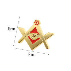PIN0024 BOBIJOO Jewelry Pin de la Masonería apretón de manos de Oro Rojo de Correo electrónico