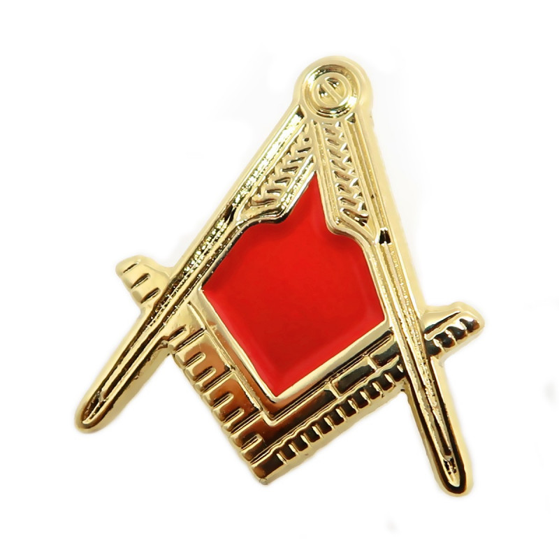 PIN0025 BOBIJOO Jewelry Anstecker Freimaurer Winkel Zirkel Gold-Rot e-Mail