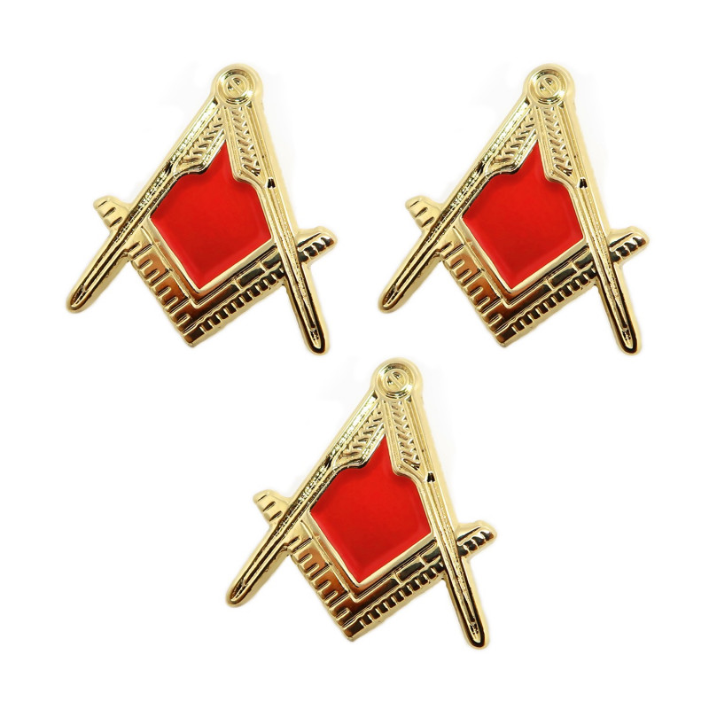 PIN0025 BOBIJOO Jewelry Anstecker Freimaurer Winkel Zirkel Gold-Rot e-Mail