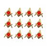 Pin's Franc Maçon Equerre Compas Or Rouge Email bobijoo