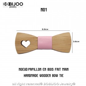 NP0054 BOBIJOO Jewelry Bow Tie Natural Wood Bamboo Woman Girl