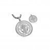 PE0159 BOBIJOO Jewelry Anhänger Medaille Halskette Heiligen Benedikt Stahl Silber + Kette