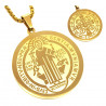 PE0160 BOBIJOO Jewelry Pendant Medal Necklace, St Benedict Gold-Plated Steel + String