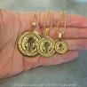 PE0160 BOBIJOO Jewelry Colgante Medalla De Collar, San Benito, Chapado En Oro De Acero + Cadena