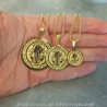 PE0160 BOBIJOO Jewelry Pendant Medal Necklace, St Benedict Gold-Plated Steel + String