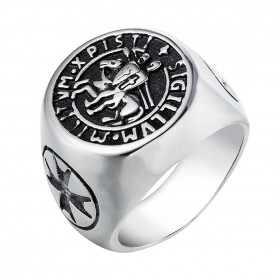 BA0197 BOBIJOO Jewelry Signet ring Man of Steel Templar Seal Christ