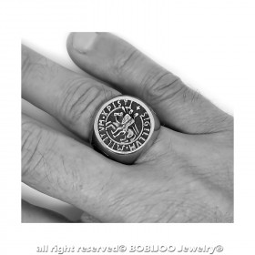BA0197 BOBIJOO Jewelry Signet ring Man of Steel Templar Seal Christ
