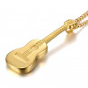 PE0175 LE BAGACIER Pendant Guitar Traveller Gipsy Gold-Plated Steel + Chain