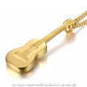 PE0175 LE BAGACIER Pendant Guitar Traveller Gipsy Gold-Plated Steel + Chain