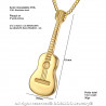 PE0175 LE BAGACIER Pendant Guitar Traveller Gipsy Gold-Plated Steel + Chain