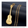 PE0175 LE BAGACIER Pendant Guitar Traveller Gipsy Gold-Plated Steel + Chain