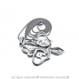 PE0161 BOBIJOO Jewelry Großer Anhänger Halskette Fleur-de-Lys Stahl Vergoldet + Kette