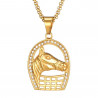 PE0162 BOBIJOO Jewelry Gold Plated Camargue Rhinestone Horseshoe Pendant + Chain