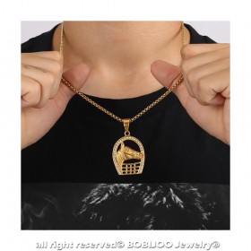 PE0162 BOBIJOO Jewelry Pendente a ferro di cavallo con strass Camargue placcato oro + catena