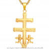 PE0176 BOBIJOO Jewelry Großer Anhänger Kreuz von Caravaca Stahl Vergoldet + Kette