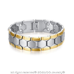 BR0269 BOBIJOO Jewelry Wide Magnetic Bracelet Man Steel, Silver Gold