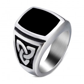 BA0288 BOBIJOO Jewelry Ring Signet Ring Cabochon Steel Celtic Knot