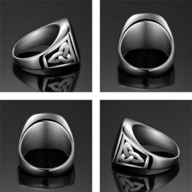 BA0288 BOBIJOO Jewelry Ring Siegelring Cabochon Stahl Keltische Knoten