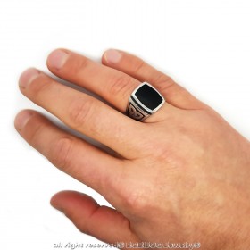 BA0288 BOBIJOO Jewelry Ring Siegelring Cabochon Stahl Keltische Knoten