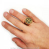 BA0290 BOBIJOO Jewelry Signet Cross Ring Saint Benedict Patina Gold