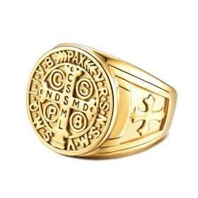 BA0291 BOBIJOO Jewelry Siegelring Ring Kreuz St. Benedikt Brutto-Gold