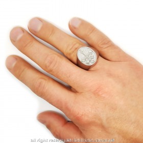 BA0289S BOBIJOO Jewelry Ring Signet ring Cross of Lorraine, Anjou, Steel Silver