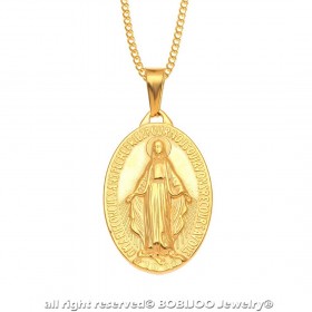 PEF0004 BOBIJOO Jewelry Anhänger Wundertätigen Madonna Maria Stahl Vergoldet Gold