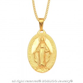 PEF0004 BOBIJOO Jewelry Pendant Virgin Miraculous Mary-Plated Steel Gilded Gold
