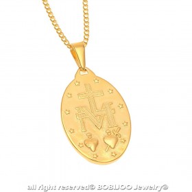 PEF0004 BOBIJOO Jewelry Anhänger Wundertätigen Madonna Maria Stahl Vergoldet Gold