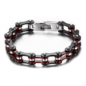 BR0132 BOBIJOO Jewelry Bracciale Catena Bici In Acciaio Bordeaux Nero